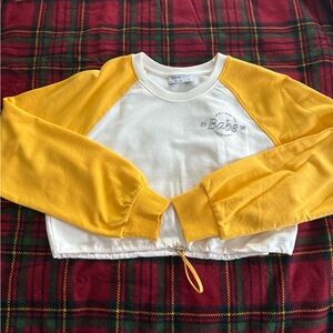 Bershka womens Yellow and White Raglan Sweatshirt